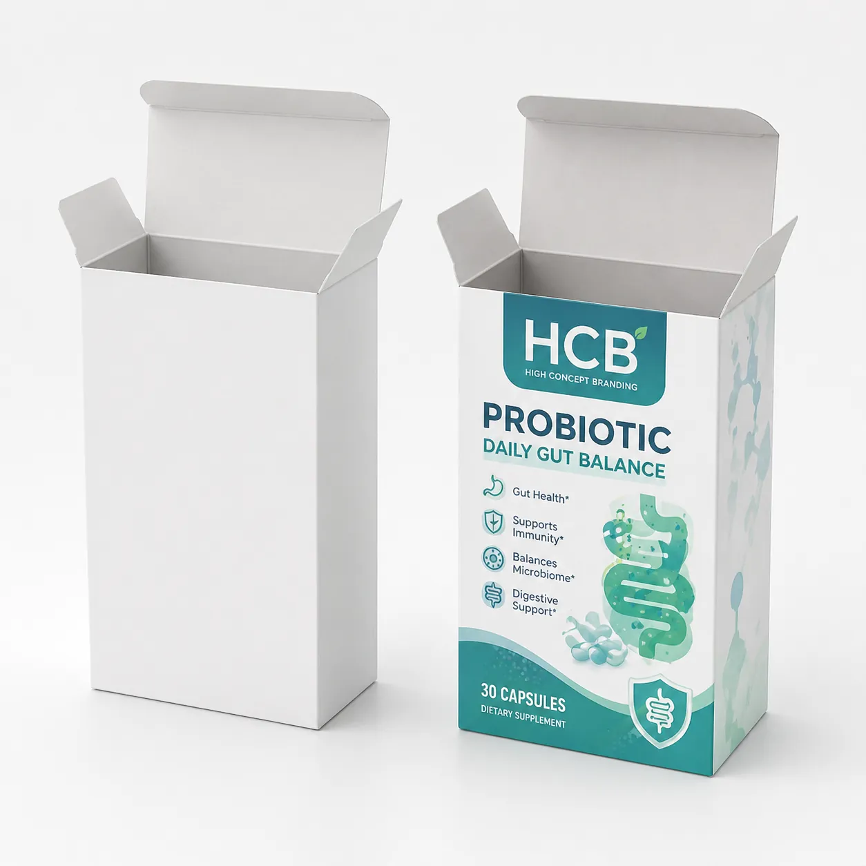 Professional cardboard probiotic packaging boxes with high quality custom branding designs